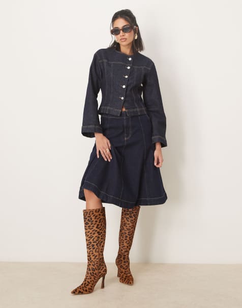 Gina Tricot – Elastisches Set in indigoblauer Rinse-Waschung, aus Jeansjacke und Jeanshose - view 1