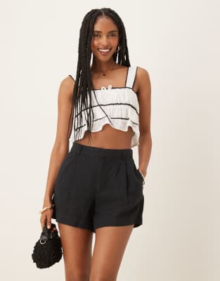 Gina Tricot - Elegante Leinenshorts in Schwarz