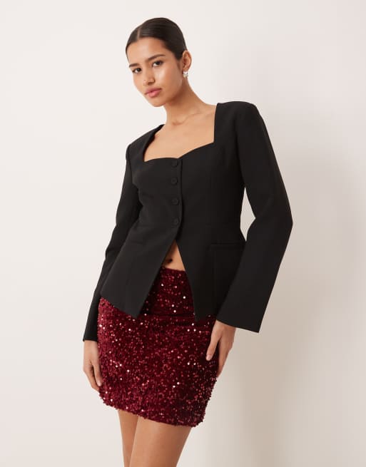 Gina Tricot – Eleganter Blazer in Schwarz mit herzförmigem Schnitt