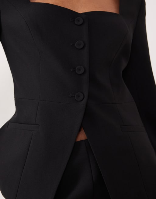 Gina Tricot – Elegantes Blazer-Oberteil in Schwarz mit herzförmigem Schnitt, 4 von 4