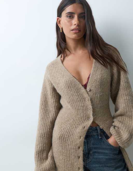 Gina Tricot Elvira gilet long en maille camel, 4 de 4