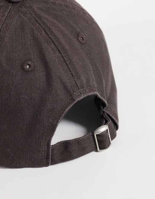 Gina Tricot embroidered cap in washed chocolate, 3 of 3