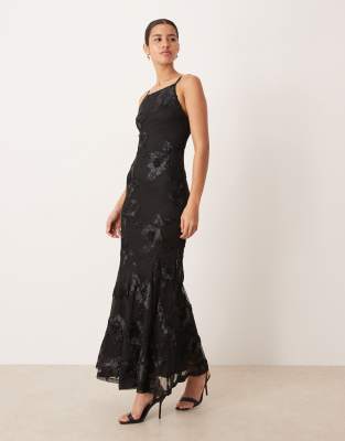 Gina Tricot Embroidery Maxi Dress In Black