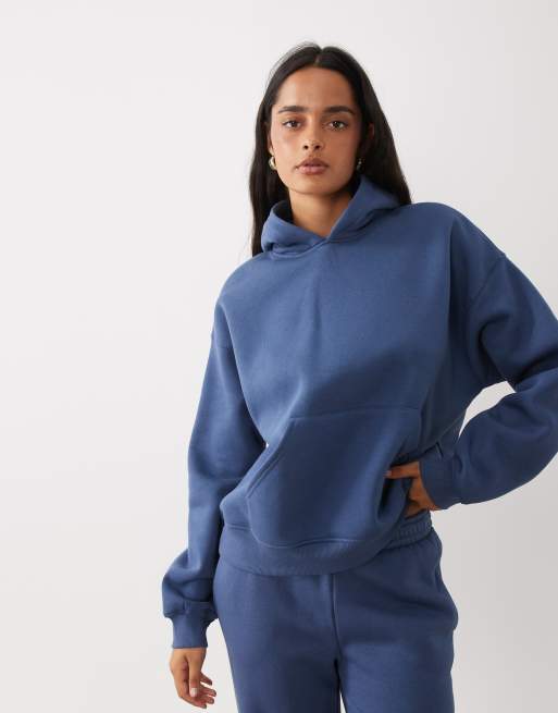 Gina Tricot ensemble 2 pièces hoodie coupe décontractée bleu ardoise, 1 de 4