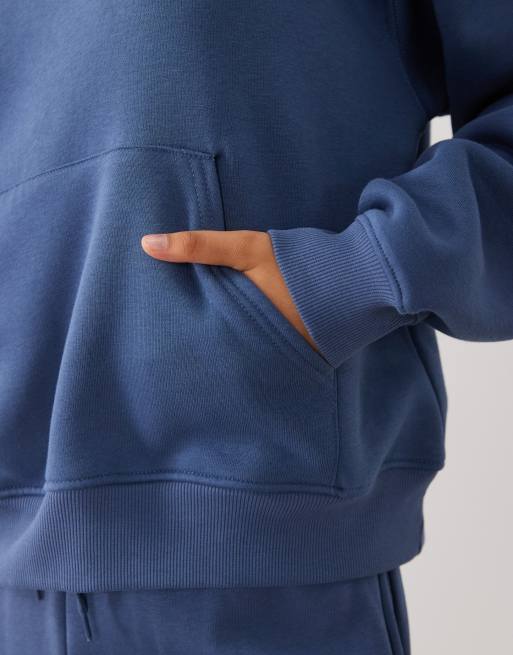 Gina Tricot ensemble 2 pièces hoodie coupe décontractée bleu ardoise, 4 de 4