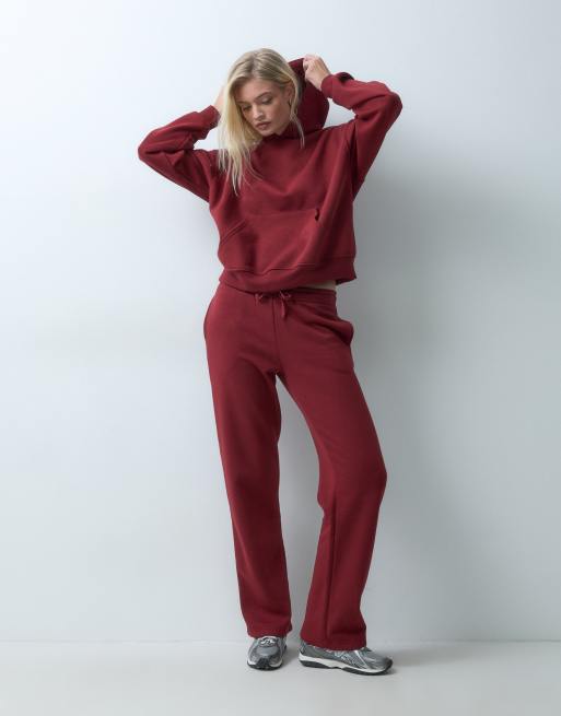 Gina Tricot ensemble 2 pièces sweat à capuche coupe décontractée bordeaux, 2 de 5