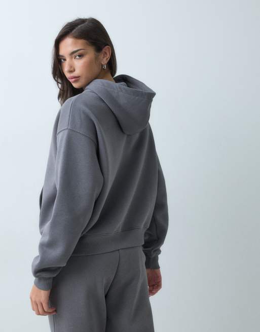 Gina Tricot ensemble 2 pièces sweat à capuche coupe décontractée en anthracite, 5 de 5