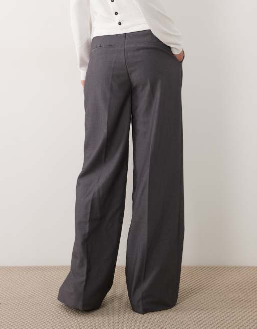 Gina Tricot ensemble coordonné pantalon de costume large à taille repliée gris, 2 de 5