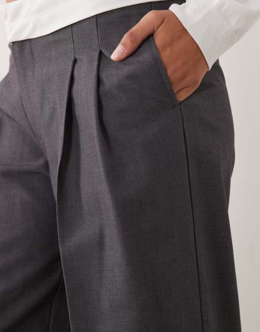 Gina Tricot ensemble coordonné pantalon de costume large à taille repliée gris, 5 de 5