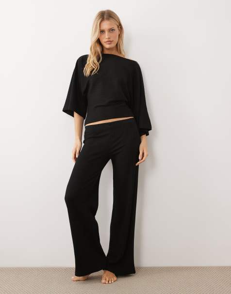 Gina Tricot - Ensemble en tissu côtelé - Noir - view 1