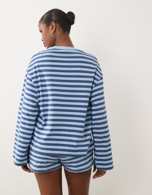 Gina Tricot ensemble haut à manches longues à rayures bleues, 3 de 4