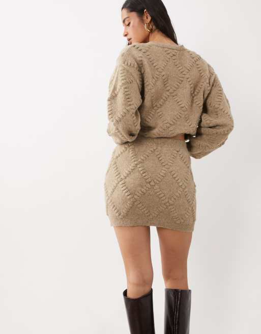 Gina Tricot ensemble jupe en maille beige chiné, 4 de 5