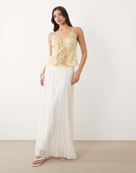 Gina Tricot - Falda larga blanco hueso de encaje - view 1