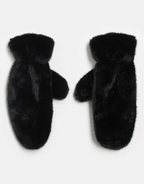 Gina Tricot – Fäustlinge aus Kunstpelz in Schwarz - view 1