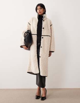 Gina Tricot Faux Fur Bonded Midi Coat In White