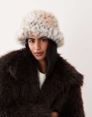 Gina Tricot Faux Fur Bucket Hat In Multi