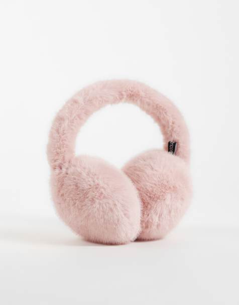 Gina Tricot faux fur ear muffs in baby pink - view 1