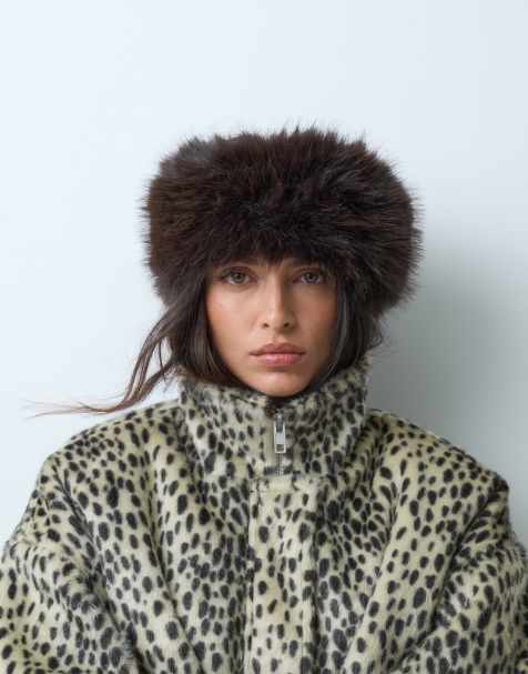 Gina tricot faux fur headband in brown - view 1