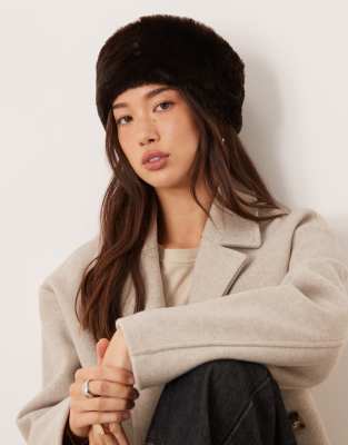 Gina Tricot Faux Fur Headband In Brown