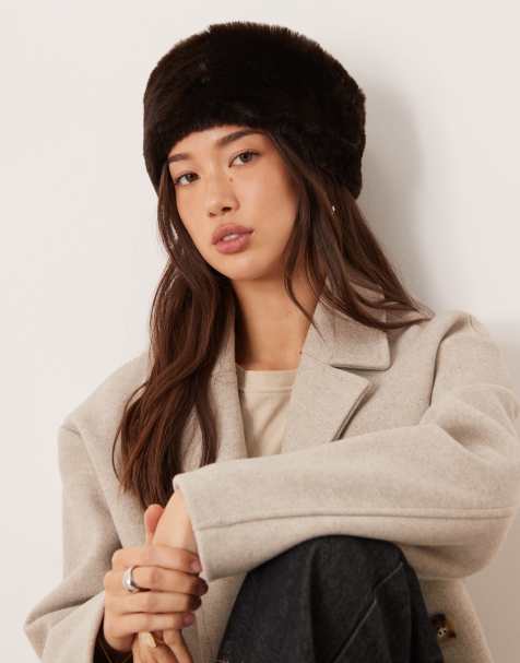 Gina Tricot faux fur headband in dark brown - view 1