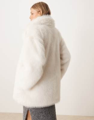 Gina Tricot Faux Fur Midi Coat In White