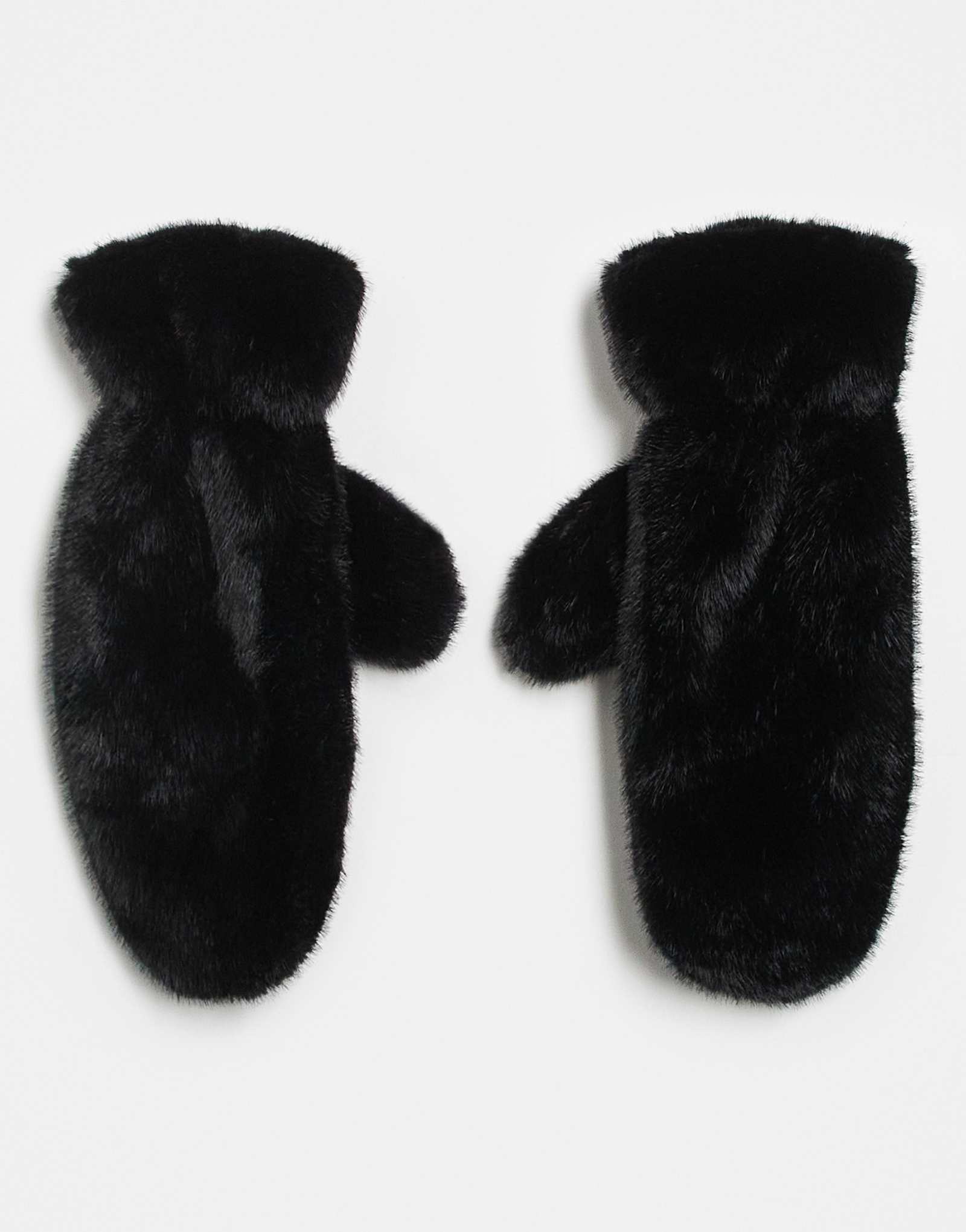 Трикотажные варежки из искусственного меха Gina черного цвета