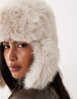 Gina Tricot Faux Fur Trapper Hat In White