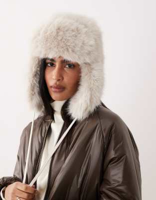 Gina Tricot Faux Fur Trapper Hat In White