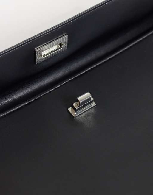 Gina Tricot faux leather laptop case with silver clasp in black, 3 of 4