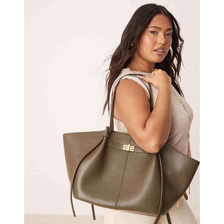 Gina Tricot faux leather medium tote bag with strap and