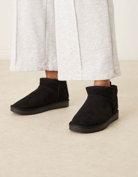 Gina Tricot faux suede boot slipper in black - view 1