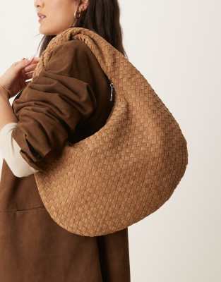 Gina Tricot Faux Suede Braided Shoulder Bag In Neutral