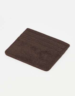 Gina Tricot Faux Suede Card Holder In Brown