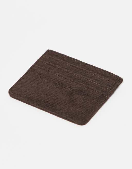 Gina Tricot faux suede card holder in dark brown