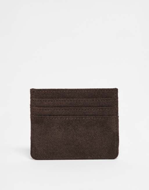 Gina Tricot faux suede card holder in dark brown