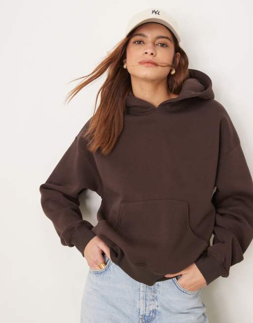 Gina Tricot - Felpa taglio comodo marrone con cappuccio
