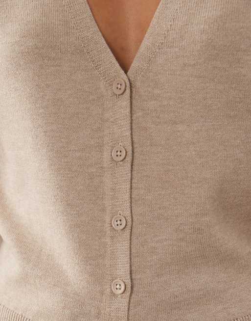 Gina Tricot figurbetonte Strickjacke in Stone, 3 von 4