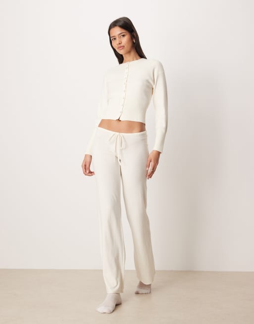 Gina Tricot fine knitted drawstring set in cream