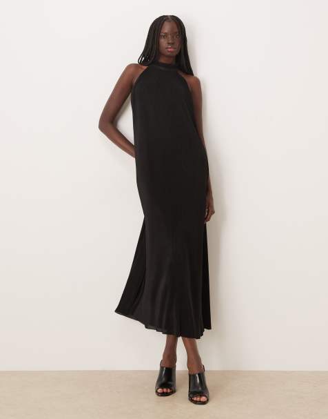 Gina Tricot – Fließendes Neckholder-Maxikleid in Schwarz - view 1