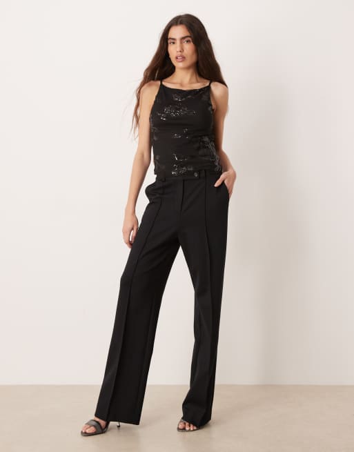 Gina Tricot floral sequins top in black, 2 of 4