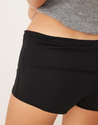 Gina Tricot Fold-over Hotpant Shorts In Black