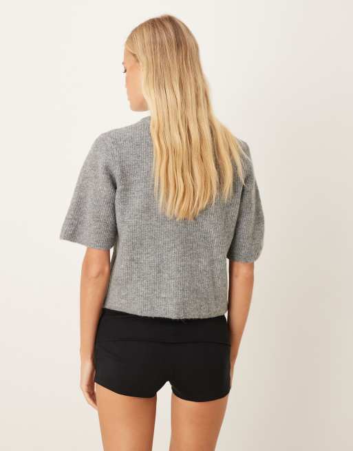 Gina Tricot fold-over hotpant shorts in black | ASOS