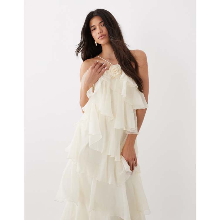 gina ruched frill maxi dress GINA TRICOT - Frill Maxi Dress - Women - Polyester - 34 EU