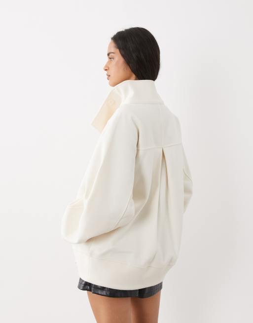 Gina Tricot funnel neck coat in cream, 3 of 4