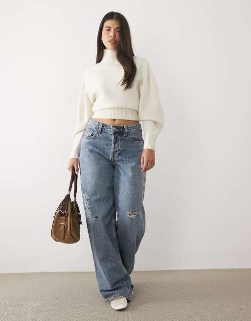 Gina Tricot funnel neck jumper in off white, 2 of 4
