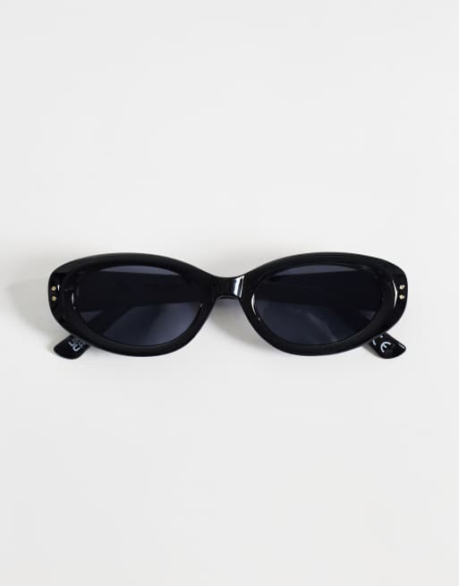 Gina Tricot - Gafas de sol negras ovaladas en ángulo, 3 de 3