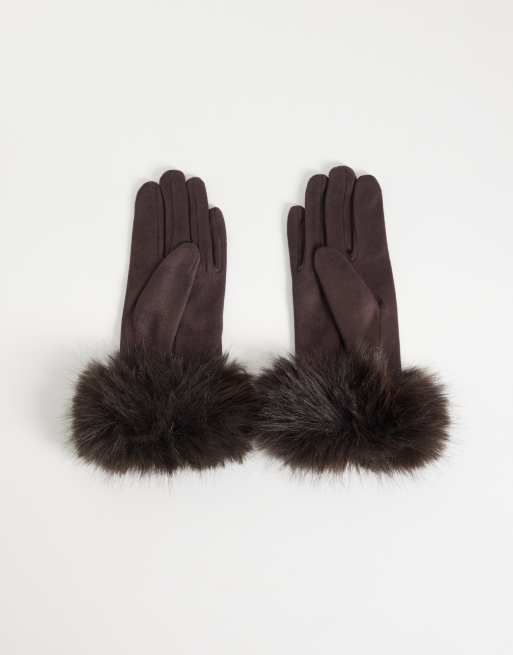 Gina Tricot gants faux-fur marron, 2 de 3