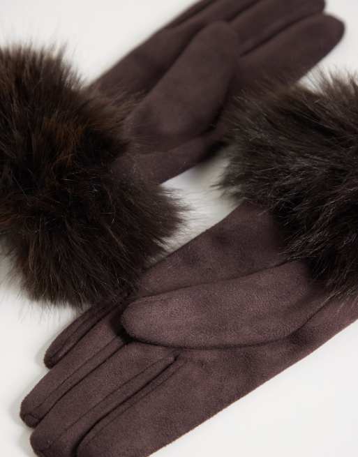 Gina Tricot gants faux-fur marron, 3 de 3