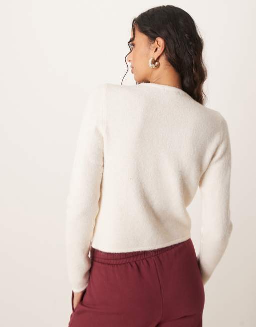 Gina Tricot - Gebreid vest in crème, 4 van 4