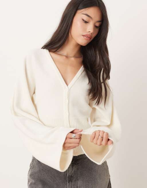 Gina Tricot - Gebreid vest met aansluitende taille in crème